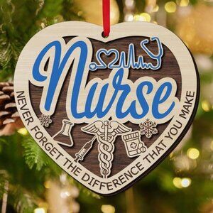 Nurse Christmas Ornaments - Wooden Tree Décor & RN LPN Appreciation Gifts